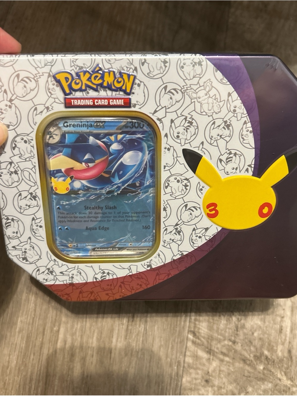 Pokemon Tin with Greninja-GX Card - Purple/Yellow Design